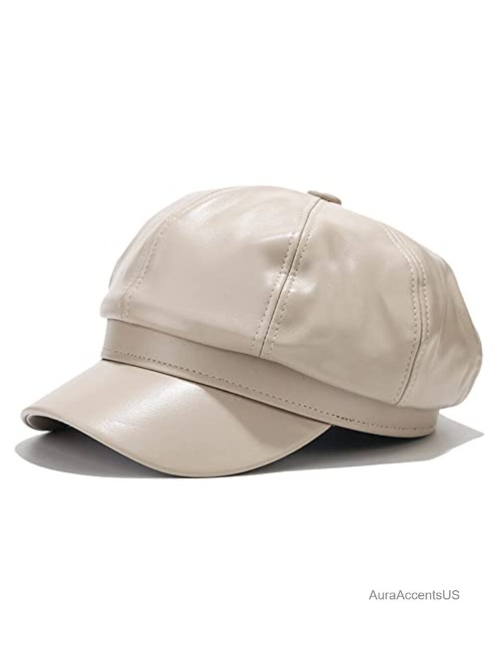 PU Leather Newsboy Cap Adjustable Newsie Hat Women Classic